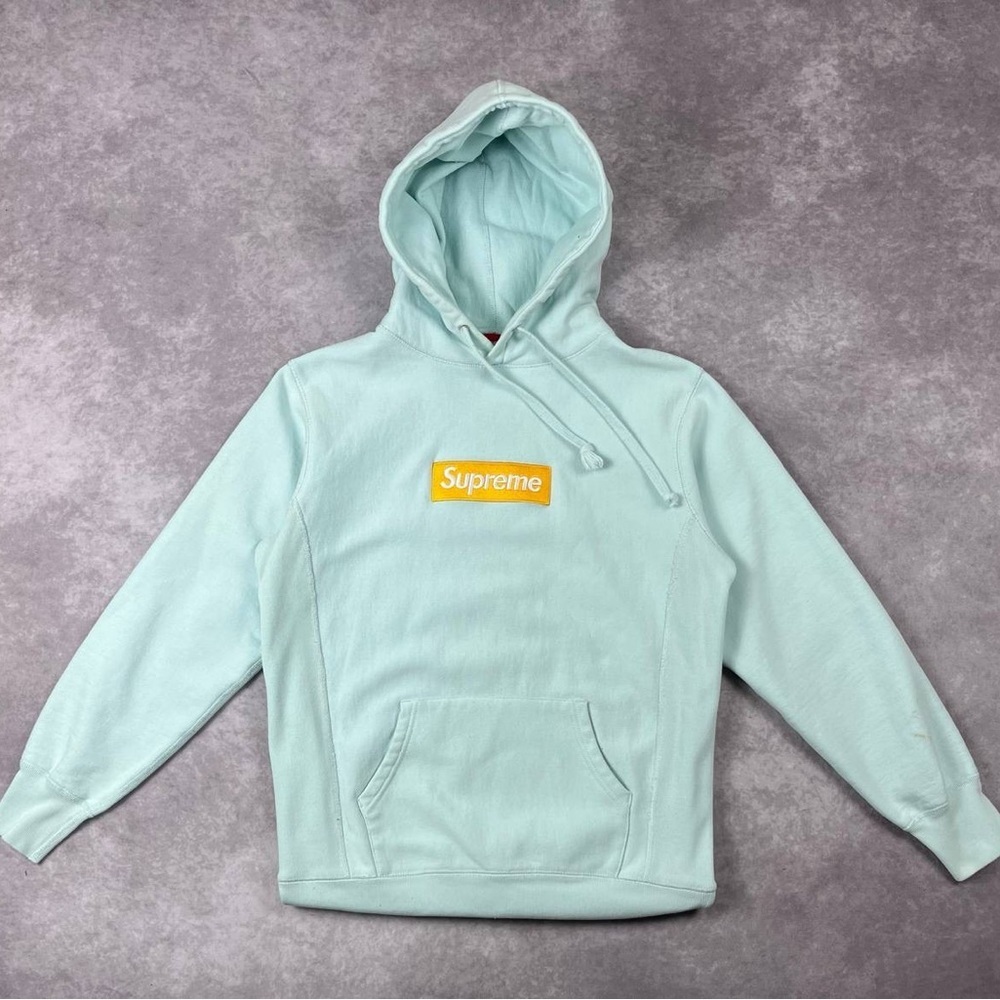 [98]Supreme Box Logo Hooded Sweatshirt (FW17) Ice Blue Size M